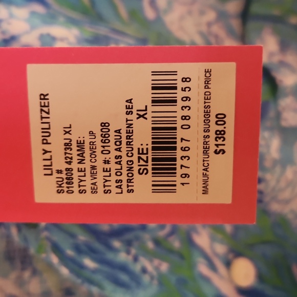 Lilly Pulitzer Sea View Cover Up, Aqua, tunic length - Picture 2 of 4